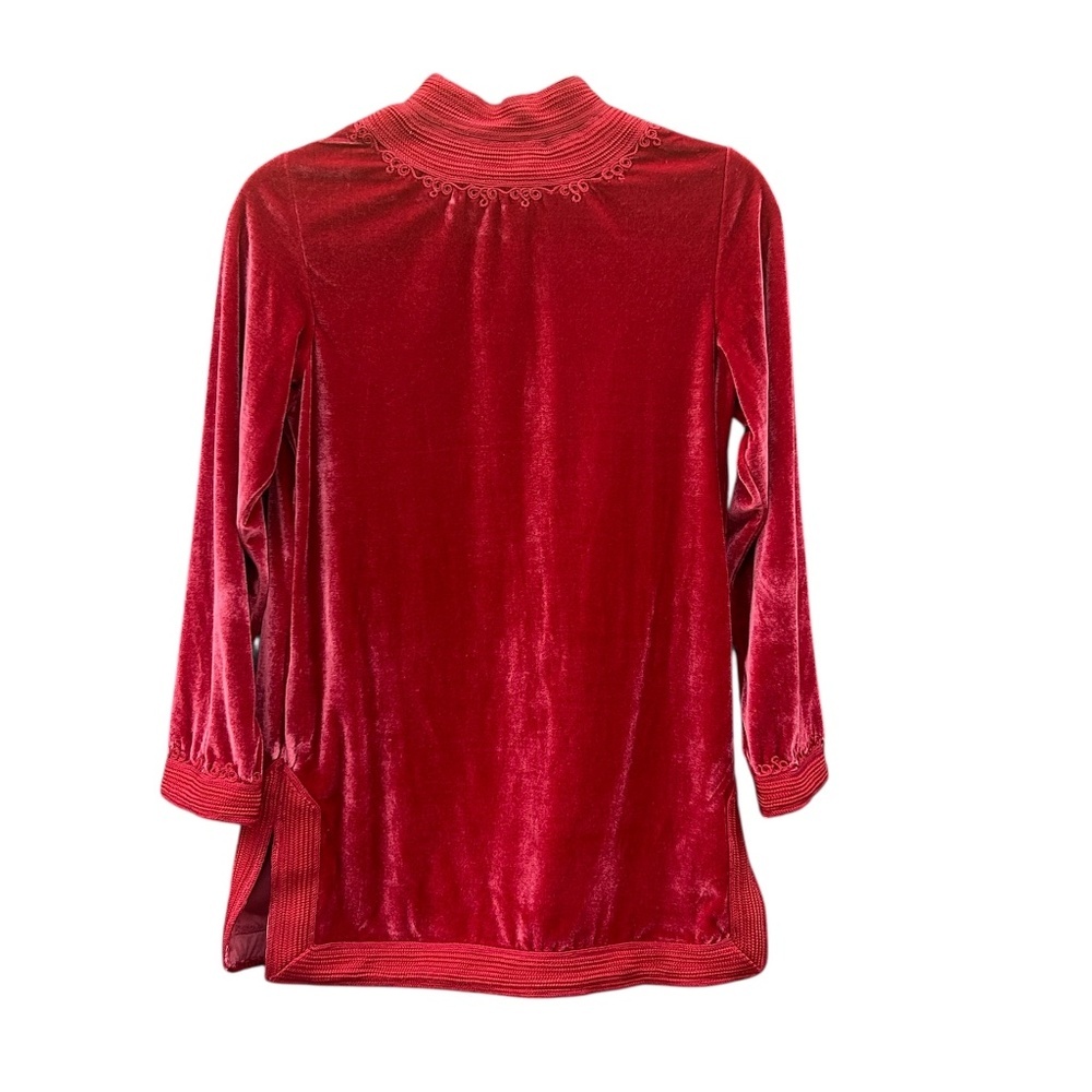 Soft Surroundings Red Velvet Embroidered Tunic Holiday Size XS - Picture 2 of 8